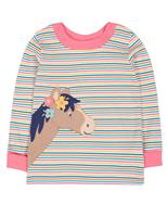Pure Cotton Striped Pony Applique Top (0-5 Yrs)