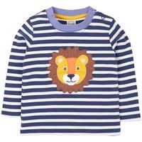 Frugi Pure Cotton Striped Lion Top (0-5 Yrs) Navy