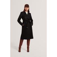 Ted Baker Wool Rich Belted Wrap Coat with Cashmere Black