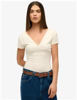 Superdry & Co Pure Cotton V-Neck Cap Sleeve Corset Top White