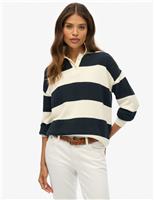 Pure Cotton Striped Rugby Knitted Jumper