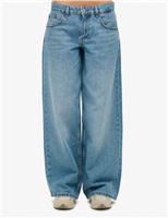 Pure Cotton Denim Mid Rise Baggy Jeans