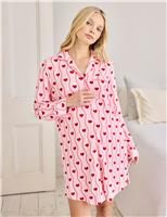 Wavy Stripe Heart Print Maternity Nightshirt