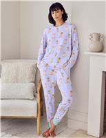 Chelsea Peers Petite Dog Print Crew Neck Pyjama Set Lilac