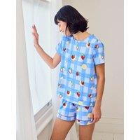 Chelsea Peers Fruit Print Shortie Crew Neck Pyjama Set Blue