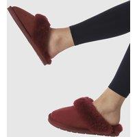 Jones Bootmaker Leather Sheepskin Mule Slippers Burgundy