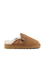 Suede Faux Fur Lined Round Toe Mule Slippers