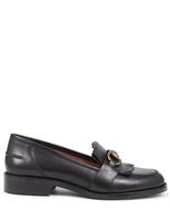 Leather Block Heel Loafers