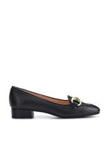 Jones Bootmaker Leather Slip On Block Heel Court Shoes Black