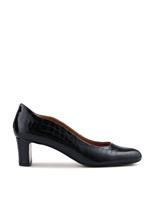 Leather Block Heel Court Shoes