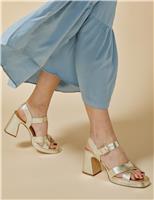 Leather Buckle Block Heel Sandals