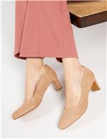 Suede Block Heel Court Shoes