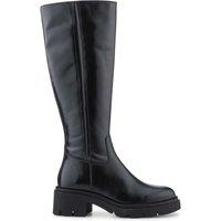Jones Bootmaker Leather Block Heel Knee High Boots Black