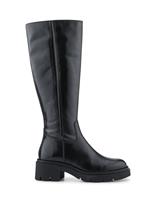 Leather Block Heel Knee High Boots
