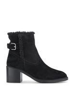 Leather Buckle Block Heel Ankle Boots