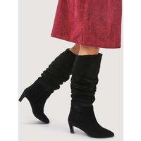 Jones Bootmaker Suede Stiletto Heel Knee High Boots Black