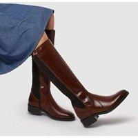 Jones Bootmaker Leather Block Heel Knee High Boots Brown