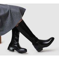 Jones Bootmaker Leather Block Heel Knee High Boots Black