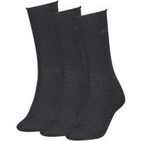 Calvin Klein 3 Pack Cotton Rich Rolled Top Ankle High Socks Black