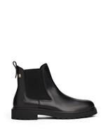 Leather Chelsea Cleated Block Heel Ankle Boots
