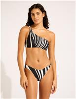 Coastline Striped Padded One Shoulder Bikini Top
