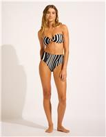 Coastline Striped High Waisted Bikini Bottoms