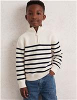Cotton Blend Striped Half Zip Jumper (3-14 Yrs)