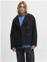 Wool Blend Double Breasted Peacoat