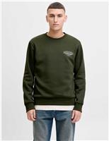 Cotton Blend Crew Neck Sweatshirt