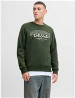 Cotton Blend Crew Neck Sweatshirt