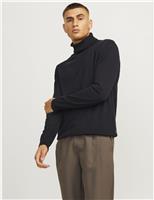 JACK & JONES Pure Cotton Roll Neck Jumper Black