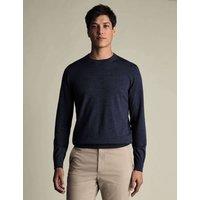 Charles Tyrwhitt Pure Merino Wool Crew Neck Jumper Dark Blue