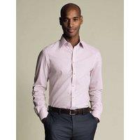 Charles Tyrwhitt Non Iron Slim Fit Pure Cotton Check Oxford Shirt Pink Mix