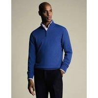 Charles Tyrwhitt Pure Wool Half Zip Jumper Cobalt