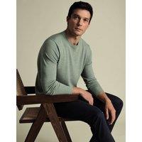 Charles Tyrwhitt Pure Merino Wool Crew Neck Jumper Teal Green