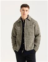 Wool Blend Tweed Harrington Jacket