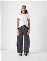 HUSH Pure Cotton Barrel Leg Jeans Black