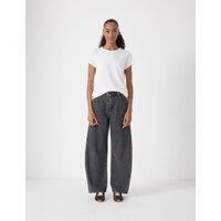 HUSH Pure Cotton Barrel Leg Jeans Black