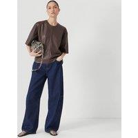 HUSH Pure Cotton Barrel Leg Jeans Dark Blue