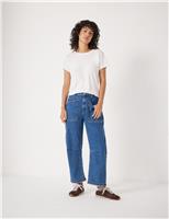 Mid Rise Barrel Leg Ankle Grazer Jeans