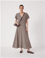 Jersey Gingham V-Neck Midaxi Tea Dress