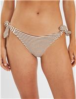 Striped Tie Side High Leg Bikini Bottoms