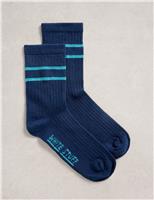 Cotton Rich Striped Sparkle Socks