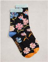 Cotton Rich Floral Ankle High Socks