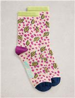 Cotton Rich Floral Ankle High Socks