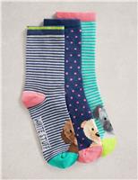 3pk Cotton Rich Dog Ankle High Socks