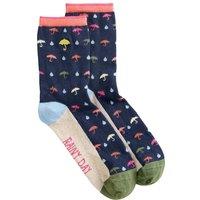 White Stuff Cotton Rich Embroidered Ankle Socks Navy Mix