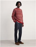 Seasalt Cornwall Lambswool Rich Fair Isle Crew Neck Jumper Red Mix