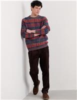 Lambswool Rich Checked Crew Neck Jumper