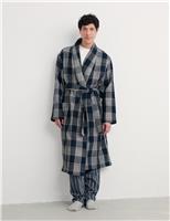 Pure Cotton Checked Dressing Gown